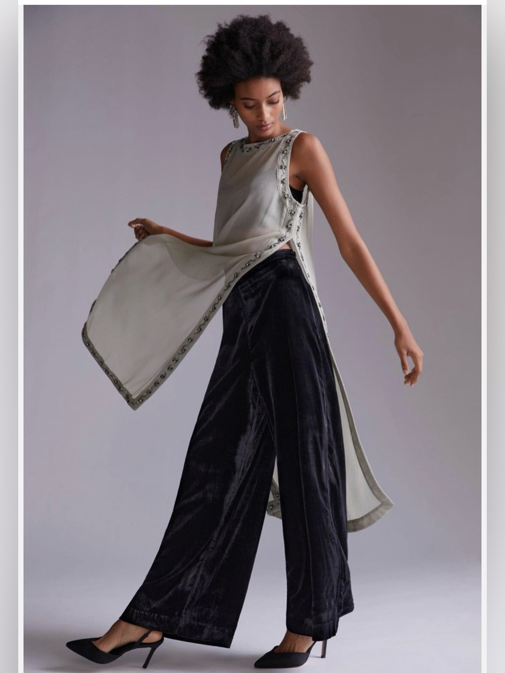 Anthropologie Maeve Women's Wide-Leg Velvet Pants XS Lined Elastic Waist Black